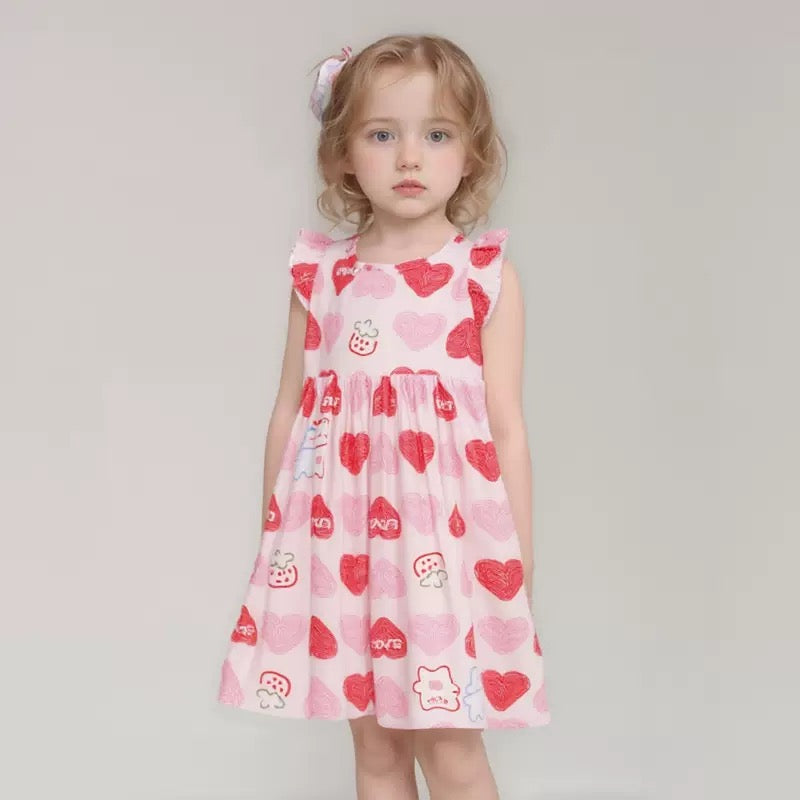Heart printed summer dresses for girls