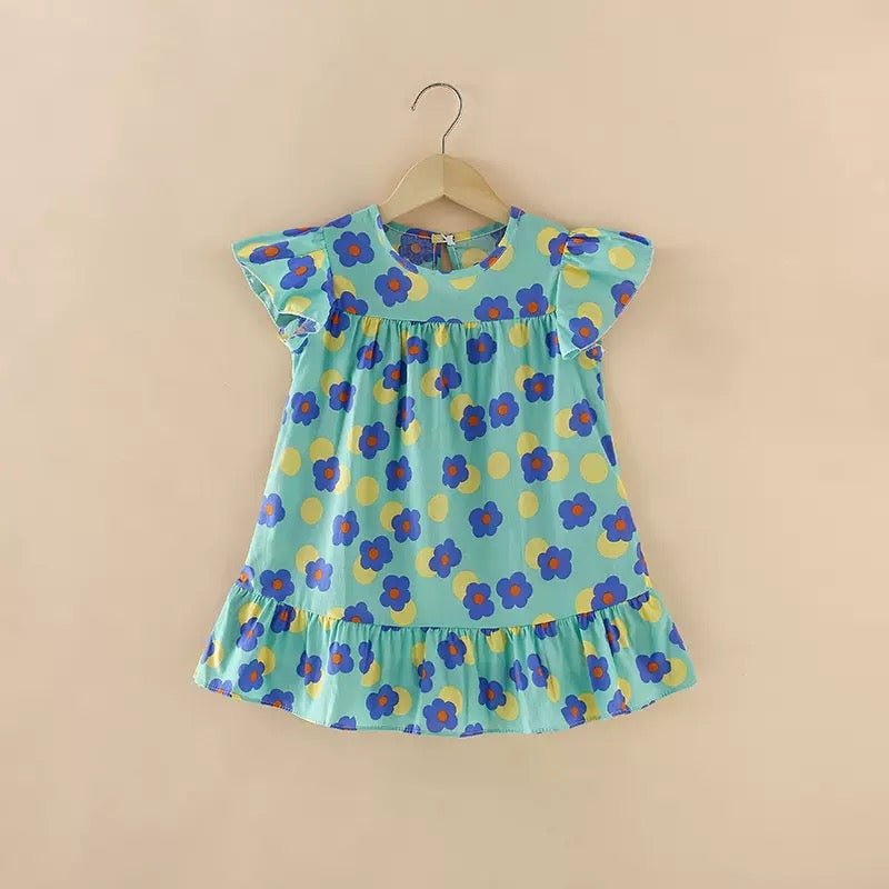 Floral multi coloured printed dress for girls