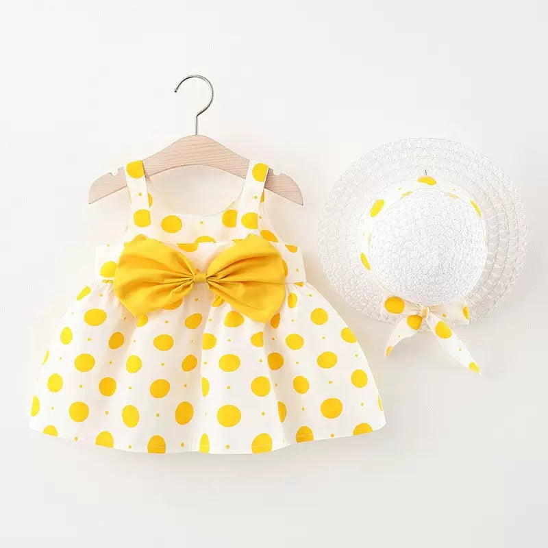 Colourful Polka Dot dress with Hat