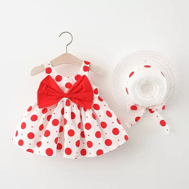 Colourful Polka Dot dress with Hat